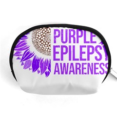 Epilepsy Awareness T- Shirt Epilepsy Awareness Sunflower In November We Wear Purple T- Shirt Accessory Pouch (medium) by ZUXUMI