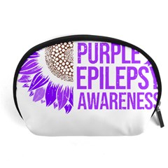 Epilepsy Awareness T- Shirt Epilepsy Awareness Sunflower In November We Wear Purple T- Shirt Accessory Pouch (large) by ZUXUMI