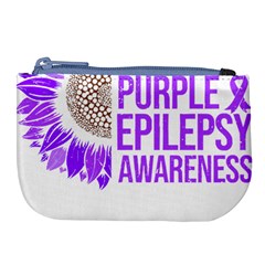 Epilepsy Awareness T- Shirt Epilepsy Awareness Sunflower In November We Wear Purple T- Shirt Large Coin Purse by ZUXUMI