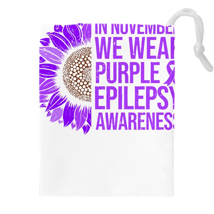 Epilepsy Awareness T- Shirt Epilepsy Awareness Sunflower In November We Wear Purple T- Shirt Drawstring Pouch (4XL)