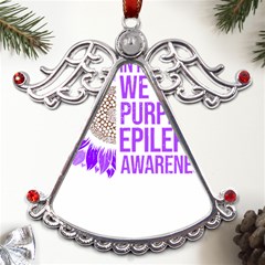 Epilepsy Awareness T- Shirt Epilepsy Awareness Sunflower In November We Wear Purple T- Shirt Metal Angel With Crystal Ornament by ZUXUMI