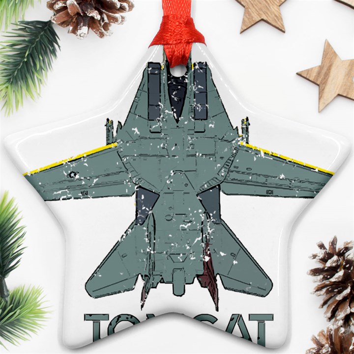 F14 Tomcat Fighter Jet T- Shirt F14 Tomcat Comic Drawing Quote T- Shirt (2) Ornament (Star)