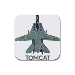 F14 Tomcat Fighter Jet T- Shirt F14 Tomcat Comic Drawing Quote T- Shirt (2) Rubber Coaster (square) by ZUXUMI