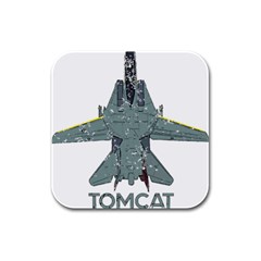 F14 Tomcat Fighter Jet T- Shirt F14 Tomcat Comic Drawing Quote T- Shirt (2) Rubber Square Coaster (4 Pack) by ZUXUMI