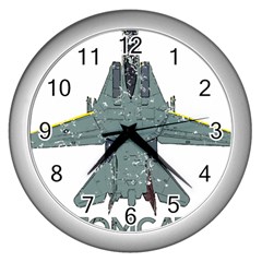 F14 Tomcat Fighter Jet T- Shirt F14 Tomcat Comic Drawing Quote T- Shirt (2) Wall Clock (silver) by ZUXUMI