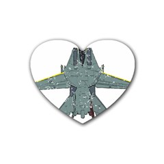 F14 Tomcat Fighter Jet T- Shirt F14 Tomcat Comic Drawing Quote T- Shirt (2) Rubber Heart Coaster (4 Pack) by ZUXUMI