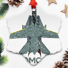 F14 Tomcat Fighter Jet T- Shirt F14 Tomcat Comic Drawing Quote T- Shirt (2) Snowflake Ornament (two Sides) by ZUXUMI