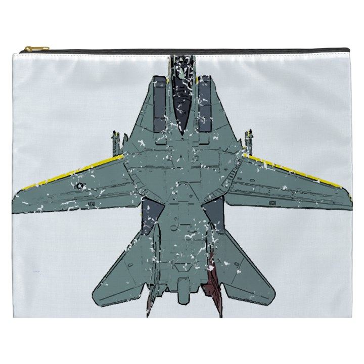 F14 Tomcat Fighter Jet T- Shirt F14 Tomcat Comic Drawing Quote T- Shirt (2) Cosmetic Bag (XXXL)