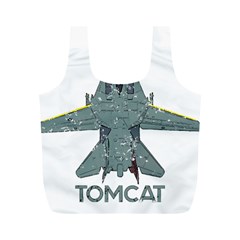 F14 Tomcat Fighter Jet T- Shirt F14 Tomcat Comic Drawing Quote T- Shirt (2) Full Print Recycle Bag (m) by ZUXUMI