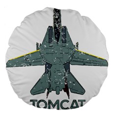 F14 Tomcat Fighter Jet T- Shirt F14 Tomcat Comic Drawing Quote T- Shirt (2) Large 18  Premium Flano Round Cushions by ZUXUMI