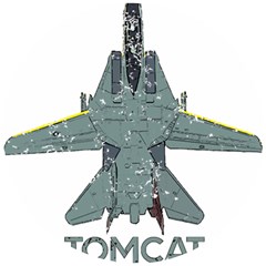 F14 Tomcat Fighter Jet T- Shirt F14 Tomcat Comic Drawing Quote T- Shirt (2) Wooden Puzzle Round by ZUXUMI