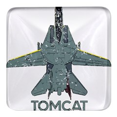 F14 Tomcat Fighter Jet T- Shirt F14 Tomcat Comic Drawing Quote T- Shirt (2) Square Glass Fridge Magnet (4 Pack) by ZUXUMI