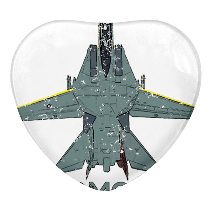 F14 Tomcat Fighter Jet T- Shirt F14 Tomcat Comic Drawing Quote T- Shirt (2) Heart Glass Fridge Magnet (4 pack)