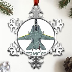 F14 Tomcat Fighter Jet T- Shirt F14 Tomcat Comic Drawing Quote T- Shirt (2) Metal Small Snowflake Ornament by ZUXUMI