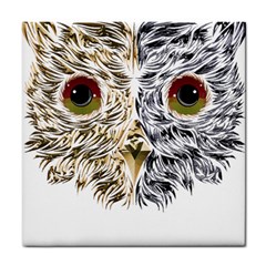 Owl T-shirtowl Half Gold Half Methalic Edition T-shirt Tile Coaster by EnriqueJohnson