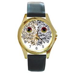 Owl T-shirtowl Half Gold Half Methalic Edition T-shirt Round Gold Metal Watch by EnriqueJohnson