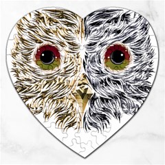 Owl T-shirtowl Half Gold Half Methalic Edition T-shirt Jigsaw Puzzle (heart) by EnriqueJohnson