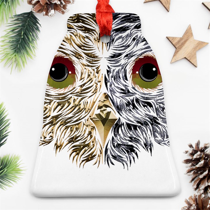 Owl T-shirtowl Half Gold Half Methalic Edition T-shirt Ornament (Bell)