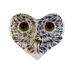 Owl T-shirtowl Half Gold Half Methalic Edition T-shirt Standard 16  Premium Flano Heart Shape Cushions by EnriqueJohnson