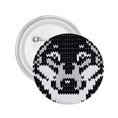 Fair Isle Wolf T- Shirt Fair Isle Knitting Grey Wolf    Spot Illustration    Black And White Wolf T- 2 25  Buttons by ZUXUMI