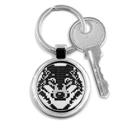 Fair Isle Wolf T- Shirt Fair Isle Knitting Grey Wolf    Spot Illustration    Black And White Wolf T- Key Chain (round) by ZUXUMI