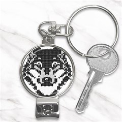 Fair Isle Wolf T- Shirt Fair Isle Knitting Grey Wolf    Spot Illustration    Black And White Wolf T- Nail Clippers Key Chain by ZUXUMI