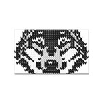 Fair Isle Wolf T- Shirt Fair Isle Knitting Grey Wolf    Spot Illustration    Black And White Wolf T- Sticker (Rectangular) Front