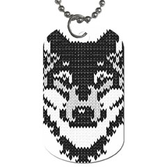 Fair Isle Wolf T- Shirt Fair Isle Knitting Grey Wolf    Spot Illustration    Black And White Wolf T- Dog Tag (two Sides) by ZUXUMI