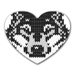 Fair Isle Wolf T- Shirt Fair Isle Knitting Grey Wolf    Spot Illustration    Black And White Wolf T- Heart Mousepad by ZUXUMI