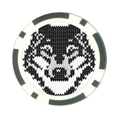 Fair Isle Wolf T- Shirt Fair Isle Knitting Grey Wolf    Spot Illustration    Black And White Wolf T- Poker Chip Card Guard by ZUXUMI