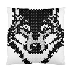 Fair Isle Wolf T- Shirt Fair Isle Knitting Grey Wolf    Spot Illustration    Black And White Wolf T- Standard Cushion Case (one Side) by ZUXUMI