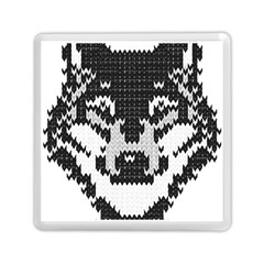 Fair Isle Wolf T- Shirt Fair Isle Knitting Grey Wolf    Spot Illustration    Black And White Wolf T- Memory Card Reader (square) by ZUXUMI