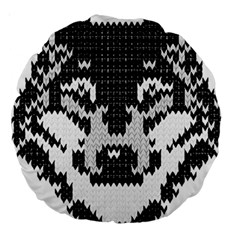 Fair Isle Wolf T- Shirt Fair Isle Knitting Grey Wolf    Spot Illustration    Black And White Wolf T- Large 18  Premium Round Cushions by ZUXUMI