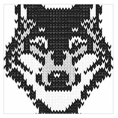 Fair Isle Wolf T- Shirt Fair Isle Knitting Grey Wolf    Spot Illustration    Black And White Wolf T- Square Satin Scarf (36  X 36 ) by ZUXUMI