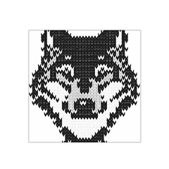 Fair Isle Wolf T- Shirt Fair Isle Knitting Grey Wolf    Spot Illustration    Black And White Wolf T- Satin Bandana Scarf 22  X 22  by ZUXUMI