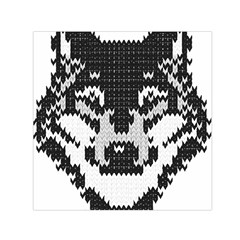 Fair Isle Wolf T- Shirt Fair Isle Knitting Grey Wolf    Spot Illustration    Black And White Wolf T- Square Satin Scarf (30  X 30 ) by ZUXUMI