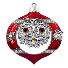 Owl T-shirtowl Metalic Edition T-shirt Metal Snowflake And Bell Red Ornament by EnriqueJohnson