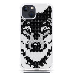 Fair Isle Wolf T- Shirt Fair Isle Knitting Grey Wolf    Spot Illustration    Black And White Wolf T- Iphone 13 Tpu Uv Print Case by ZUXUMI