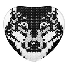 Fair Isle Wolf T- Shirt Fair Isle Knitting Grey Wolf    Spot Illustration    Black And White Wolf T- Heart Glass Fridge Magnet (4 Pack) by ZUXUMI