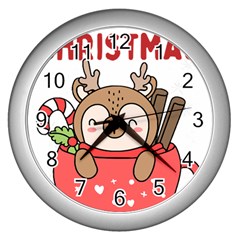 Family Christmas 2022 Matching T- Shirt Christmas We Are Family 2022 Cute Xmas Matching Custom T- Sh Wall Clock (silver) by ZUXUMI