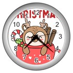 Family Christmas 2022 Matching T- Shirt Christmas We Are Family 2022 Cute Xmas Matching Custom T- Sh Wall Clock (Silver) Front