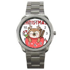 Family Christmas 2022 Matching T- Shirt Christmas We Are Family 2022 Cute Xmas Matching Custom T- Sh Sport Metal Watch by ZUXUMI