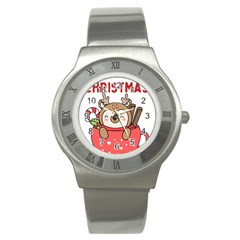 Family Christmas 2022 Matching T- Shirt Christmas We Are Family 2022 Cute Xmas Matching Custom T- Sh Stainless Steel Watch by ZUXUMI