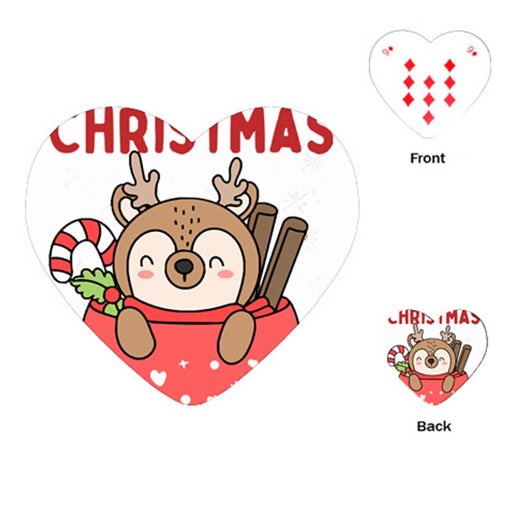 Family Christmas 2022 Matching T- Shirt Christmas We Are Family 2022 Cute Xmas Matching Custom T- Sh Playing Cards Single Design (Heart)