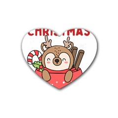 Family Christmas 2022 Matching T- Shirt Christmas We Are Family 2022 Cute Xmas Matching Custom T- Sh Rubber Heart Coaster (4 Pack) by ZUXUMI