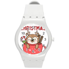 Family Christmas 2022 Matching T- Shirt Christmas We Are Family 2022 Cute Xmas Matching Custom T- Sh Round Plastic Sport Watch (m) by ZUXUMI