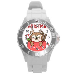 Family Christmas 2022 Matching T- Shirt Christmas We Are Family 2022 Cute Xmas Matching Custom T- Sh Round Plastic Sport Watch (l) by ZUXUMI