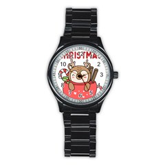 Family Christmas 2022 Matching T- Shirt Christmas We Are Family 2022 Cute Xmas Matching Custom T- Sh Stainless Steel Round Watch by ZUXUMI