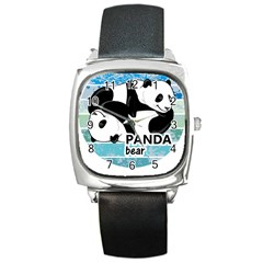 Panda Bear T-shirtcute Panda Bears T-shirt Square Metal Watch by EnriqueJohnson