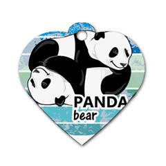 Panda Bear T-shirtcute Panda Bears T-shirt Dog Tag Heart (two Sides) by EnriqueJohnson